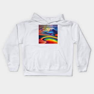 Liquid Colors Flowing Infinitely - Heavy Texture Swirling Thick Wet Paint - Abstract Inspirational Rainbow Drips Kids Hoodie